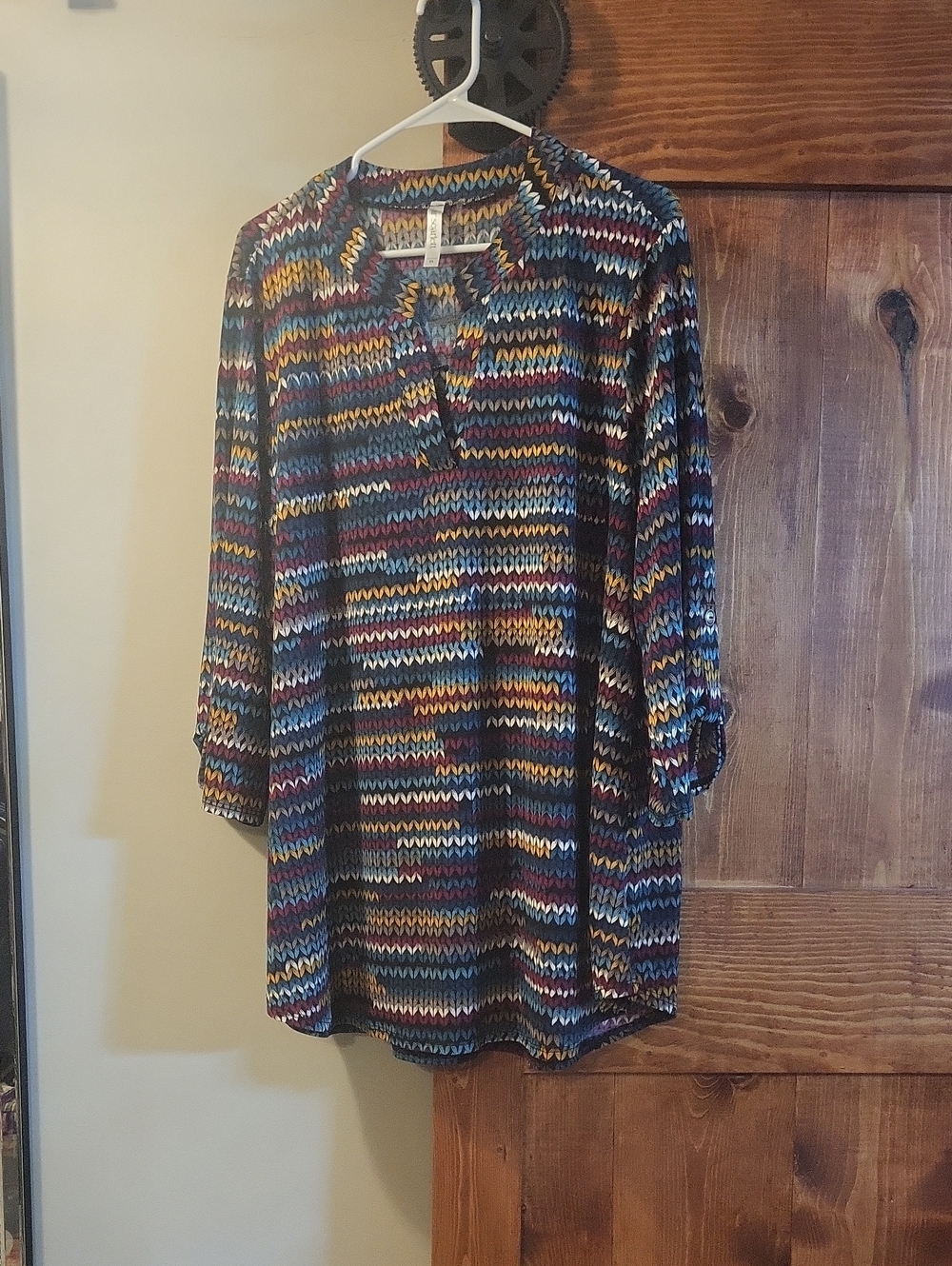 Dear Scarlett Multicolor Chevron Knit Top in Blue, Yellow & Pink